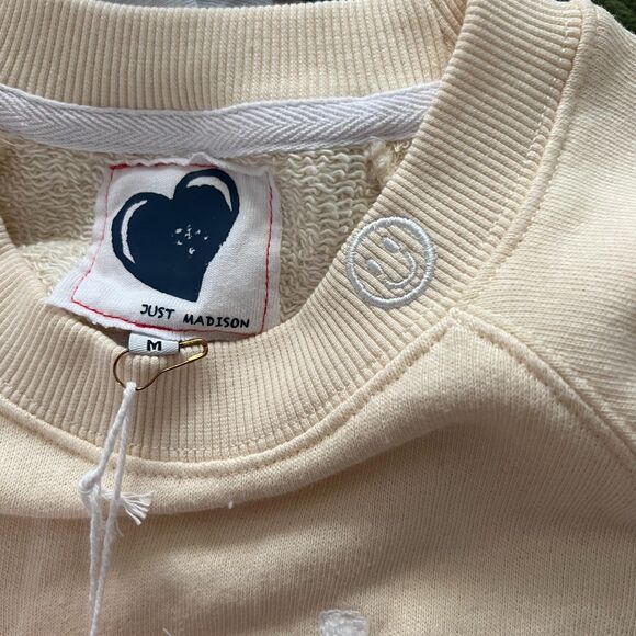 NEW Just Madison Hearts Cotton Sweatshirt  Embroidered Hearts ballon sleeve sz M - Picture 12 of 13
